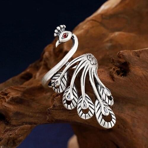 Creative Style Boho Peacock Rings For Women Men Adjustable Ring Fashion Charm Jewelry Wholesale 2021