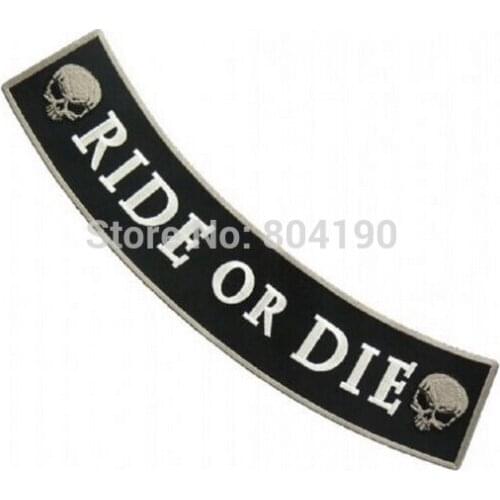 12" XL RIDE OR DIE DEATH SKULL BOTTOM ROCKER MILITARY Motorcycle Club biker retro emo punk applique sew on/ iron on patch