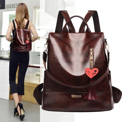 2021 New Womens Backpack Anti-Theft Backpack PU Leather Waterproof Women Shoulder Bag Large Capacity Travel Bag College Style