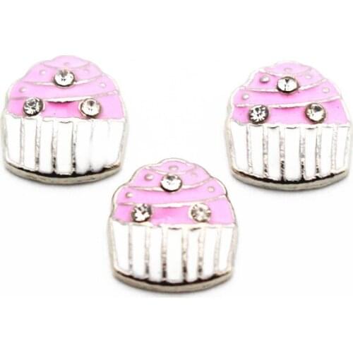 New Arrived 10pcs/lot Metal Enamel Small Cake Crystal Floating Charms For Living Glass Lockets Necklace Bracelet DIY Jewelry