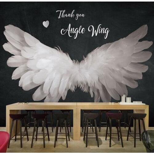 Milofi custom large 3D stereo angel wings feather wallpaper personality abstract geometric background wall decoration mural