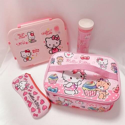 Sanrio Hello Kitty Handbag Cartoon Student Lunch Box Bag Melody Lunch Box Insulation Bag Large Capacity Storage Bag