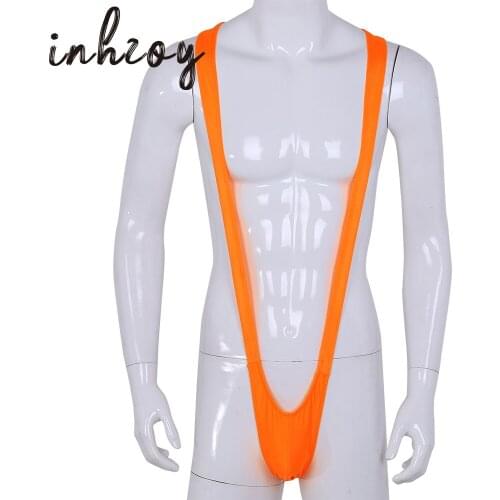 Inhzoy Men Thong Leotard Underwear Sissy Sexy Stretch Open Mankini Bikini G-string Romper Set Gay Crossdresser Bodysuit Lingerie