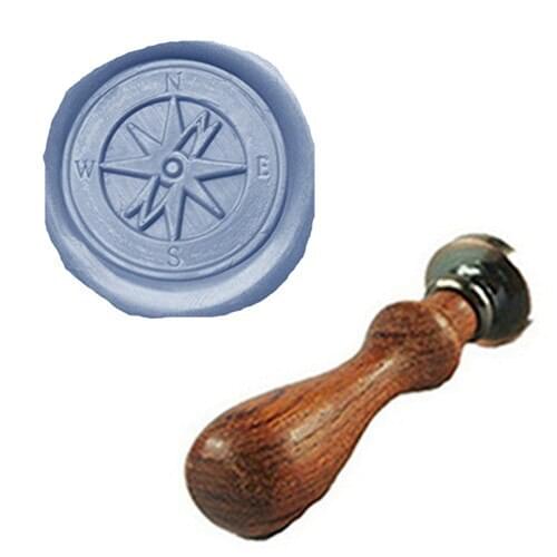 Vintage Cross Compass Custom Picture Logo Wedding Invitation Wax Seal Sealing Stamp Rosewood Handle Set