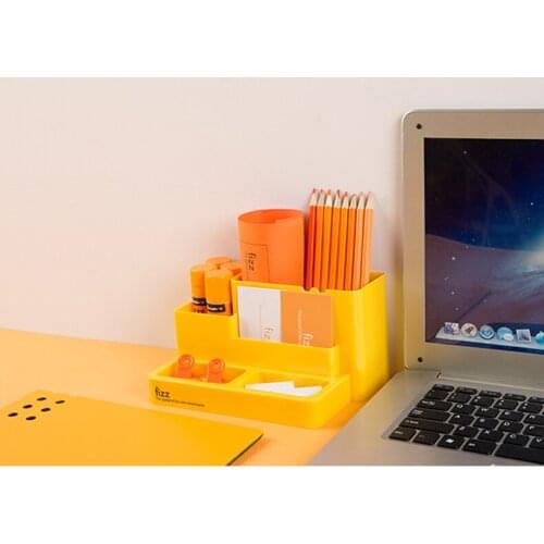 Yellow Black Pen Holder Creative Fashion Korean Small Fresh Multi-functional Student Desktop Stationery Storage Office Supplies