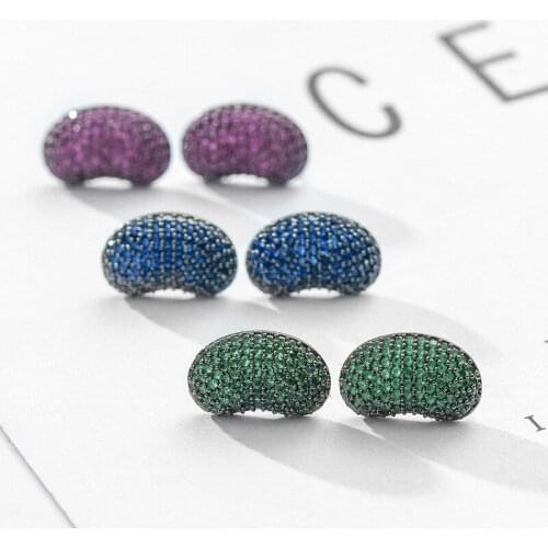 Stud Earrings Copper 3 Colors Pea AAA Cubic Zirconia Fashion Jewelry Earring Female Wedding Party Gift For Womens jewelry