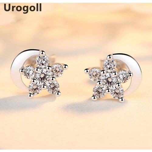 New Fine Jewelry Star & Moon Stud Earrings For Women Classic Solid 925 Sterling Silver Earrings AAA Zirconia Stud Earring Gifts