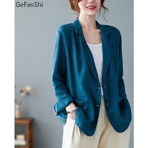 New Summer Autumn Womens Suit Button Solid Coat Fashion Long Sleeve Casual Loose Office Elegant Ladies Cute Suit Top Coat