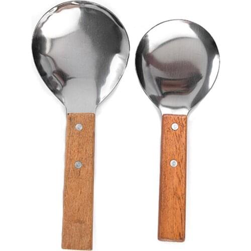1pc New Kitchen Stainless Steel Food Serving Rice Spoon Soup Scoop Tableware Utensil