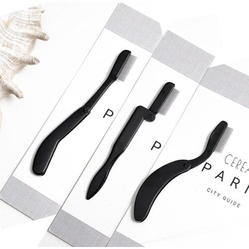 1 Pcs Stainless Steel Black Foldable Eyelash Brush Comb Beauty Makeup Lash Separator Eyelash Curler Mascara Curl Cosmetic Tool