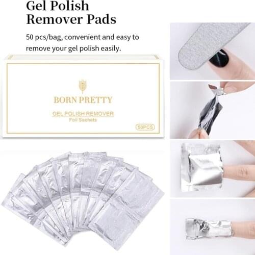 BORN PRETT 10/50PCS Nail Gel Remover Aluminium Foil Wipes Wraps Napkins Nail Cleaner Pads Nail Art UV Gel Remover Manicure Tools