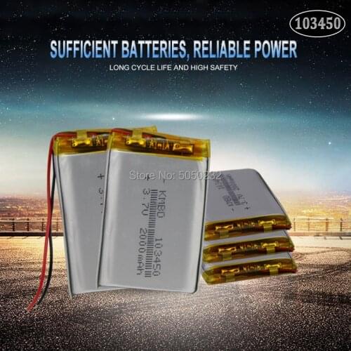10pc 2000mAh 3.7V 103450 Lipo Polymer Rechargeable Battery For GPS navigator MP5 GPS Bluetooth Speaker headset e-book camera
