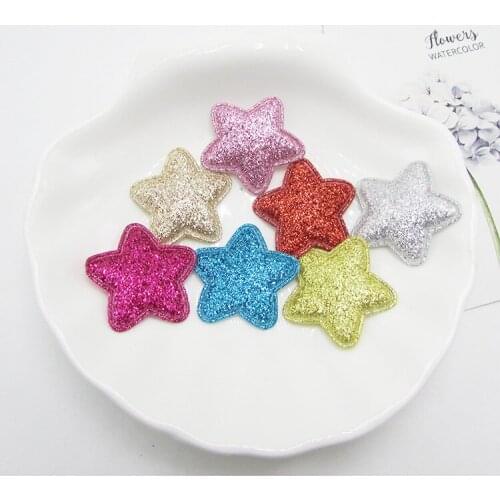 100pcs/lot 2.8cm Star glitter shiny applique padded for scrapbooking girls hair accessories bows