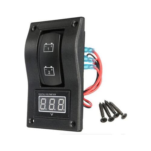 12V Car Marine Boat Dual Battery Test Panel Rocker Switch+LED Voltage Voltmeter