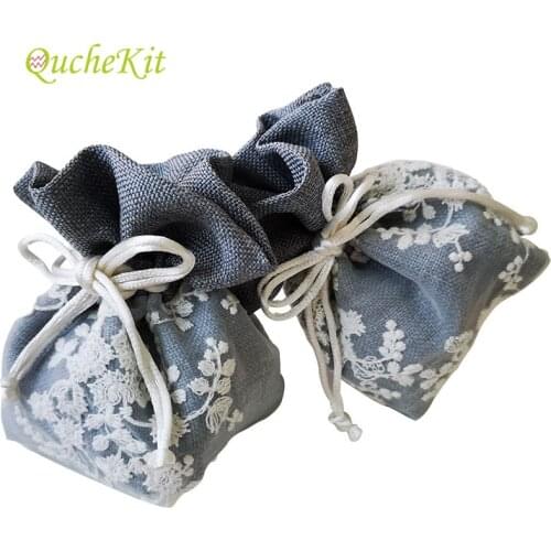 2pcs/lot Thickened Embroidered Cotton Candy Bags For Packaging Gift Wedding Party Christmas Gift Ornament Bags