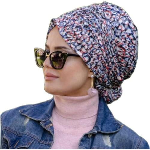 2021 New Elastic Fashion Turban Hat Solid Color Women Warm Winter Head Scarf Bonnet Inner Hijab Cap Muslim Hijab Femme wrap Head