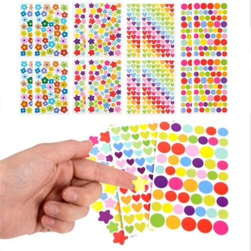 24 Sheets DIY Decals Star Heart Dot Flower Stickers For Notebook Albums Scrapbook Decorative Laptop Classic Sticker Toys
