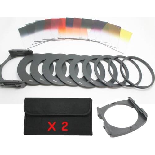 25 in1 ND16 Gradual ND2 4 8 Filter Set + 9pcs Ring Adapter 49 52 55 58 62 67 72 72 77 82 for Cokin P