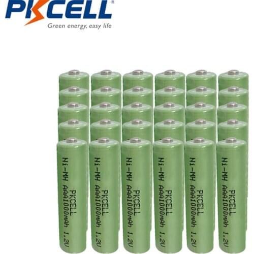 30PCS PKCELL 1.2V NIMH AAA 1000 battery 3A NI-MH Rechargeable batteries industry button top batteries for eletronic toys