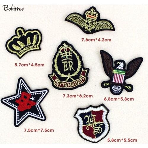 6pcs/lot embroidered badge patches star crown iron on patch for clothing bags Stickers Appliques