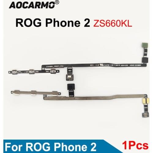 Aocarmo For Asus ROG Phone II 2 ZS660KL Power On/Off Volume Up/Down Button Flex Cable With Adhesive Replacement Parts I001DB