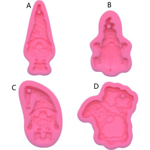 Handmade Gnome Keychain Resin Mold Lucky Gnome Decoration Santa Claus Pendant Silicone Resin Casting Mold Craft Tools
