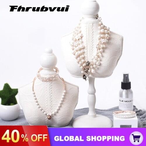 Wooden Lace White Mannequin Jewelry Rack Frame Hanging Necklace Bangle Holder Jewelry Stand Chest Models