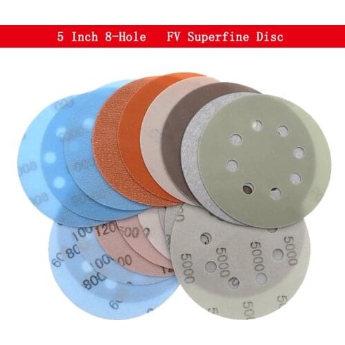 10PCS 5 Inch 8-Hole FV Superfine Sanding Disc Soft Waterproof Sandpaper 600 to 5000 Grit for Wet or Dry Automotive Paint Sanding