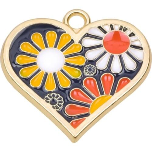 20Pcs/Lot Enamel Heart Love Charms Hangings For Earrings Necklaces Pendant Couple Gift DIY Jewelry Making Accessories