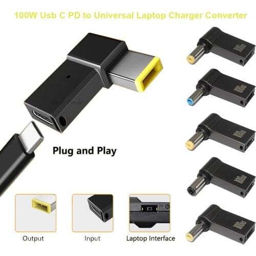 100W USB C Converter Laptop Connector Type C Adapter for Dell Hp Asus Hp Lenovo Acer Universal Laptops Dc Fast Charging Plug