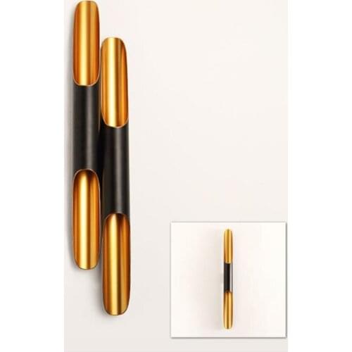 Creative Bamboo Shaped modern wall light lamp sconce LED up down aluminum pipe wing 2 lights black golden wall lamp light