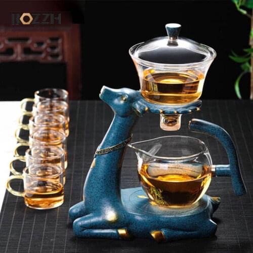 BOZZH Creative Deer Glass Teapot Heat-resistant Glass Teapot Infuser Tea Turkish Drip Pot Heating Base For Tea Coffee Make