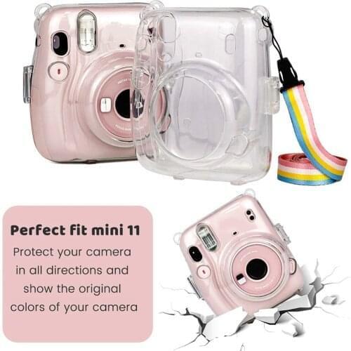 Crystal Transparent Protective Case Cover Pouch Shoulder Strap for Fuji forFujifilm Camera forInstant Mini 11 Accessories