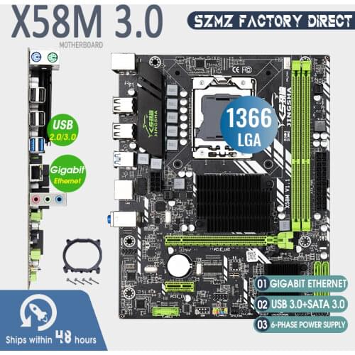 Jingsha X58M 3.0 mATX Desktop X58 Motherboard DDR3 LGA 1366 Support AMD RX series with USB 3.0
