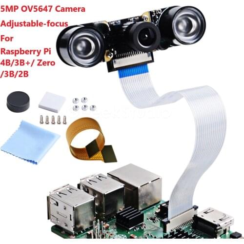 Raspberry Pi Mini Camera Night Vision 5MP OV5647 Camera Adjustable-focus with FFC cables for Raspberry Pi 4B/3B+/ Zero/3B/2B
