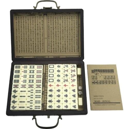 Mini Chinese Toy Antique Mahjong Games Entertainment With English Instruction Four Wind Board Game Wooden Box Majiang