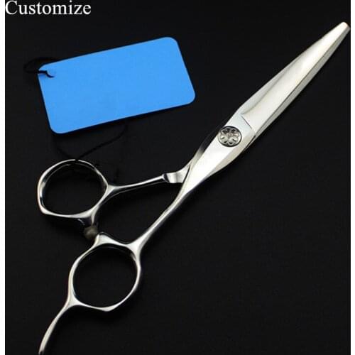 Customize japan 440c 6 '' flower cut hair salon scissors set cutting barber makas scissor Thinning shears hairdressing scissors