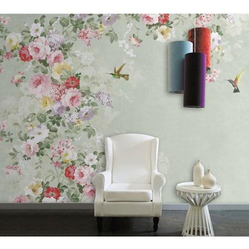 Bacaz Custom Birds Vine Flower Wallpaper Mural for Hall Living Room Sofa Background 3d Wall Papel Mural Wall paper Sticker