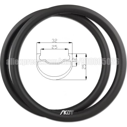 406 Carbon Rim Bicycle 25mm Depth 32mm Width 20 inch wheel Bike Disc Brake 24/28/32/36 Holes Tubeless Rim Size 20