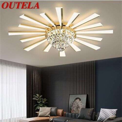 OUTELA Ceiling Light Contemporary Luxury Brass Crystal Lamp LED Fixtures 3 Colors For Home