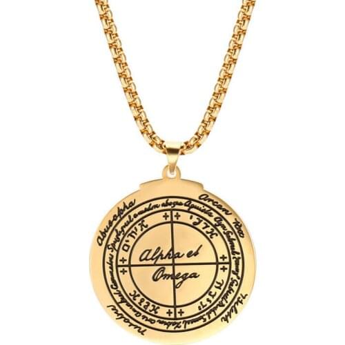 Good Luck of Solomon Pentacle Seal Pendant Necklace For Men Boy Double Sided Talisman Amulet Jewelry Gift