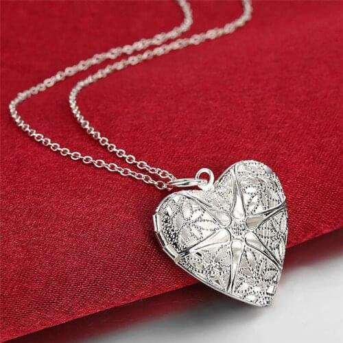 New 925 Sliver Fashion Heart Pendant Necklace Jewelry For Women & Girls Wedding Anniversary Birthday Trendy Gift