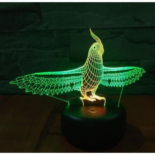 Parrot Led 3d Colorful Night Light Creative Visual Touch Charging Gift Usb 3d lamp Christmas decorative lights