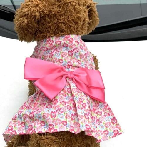Rose Flower Dogs Dress Cute Suspender Skirt Comfortable Pets Princess Sleeveless Dress Dogs Cats Print Summer Dress Clothes