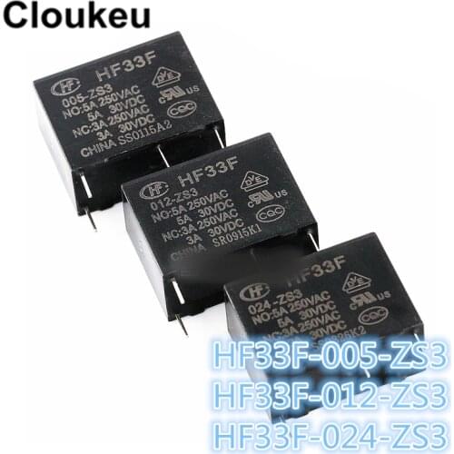 2Pcs Relay DIP5 JZC-33F HF33F- 005 012 024 -ZS3 5V 12V 24V 3A
