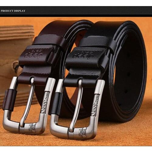 Leather Belt Men Antique Male Cow Genuine Leather Wide Waist Pin Buckle Fashion Designer Belts For Men Full-grain Leather Belt