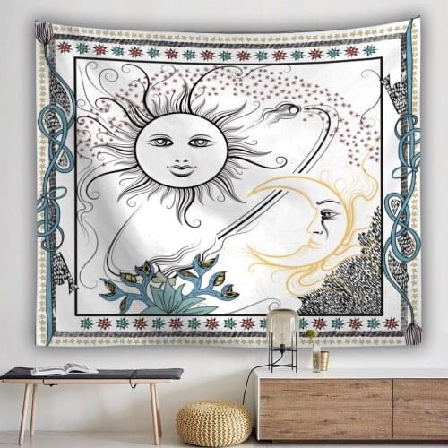 Sun Moon Tapestry Wall Hanging Witchcraft Medieval Vintage Tarot Divination Astrology Blanket Abstract Aesthetic Nordic Art