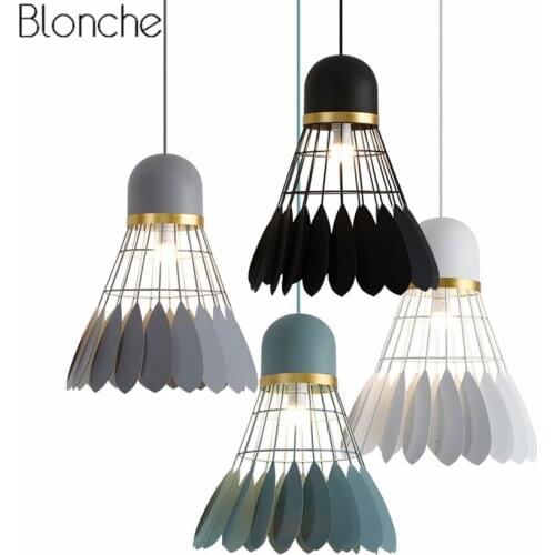 Modern Badminton Pendant Lights Led Hangimg Lamp Macaron Lampshade for Kitchen Luminaire Home Industrial Decor Light Fixtures