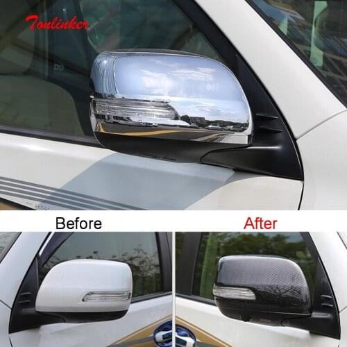 Tonlinker Exterior Reversing mirror Cover case Stickers for Toyota Prado 2010-18 Car styling 2 pcs ABS Chrome Cover stickers