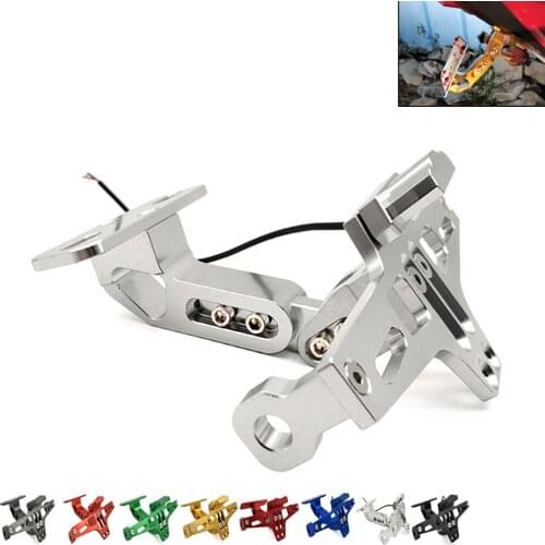 For Honda Hornet CB599 CB600 250 PCX 125 Universal CNC Motorcycle Rear License Plate Mount Holder and Adjustable Angle License